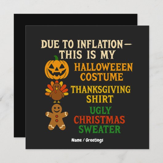 インフレの影響で、これは私の面白いハロウィーンのコスムだ 招待状 (正面/裏面)