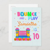 インフレータブルバウンスハウスジャンプバースデーパーティーガール インビテーションポストカード (正面/裏面)