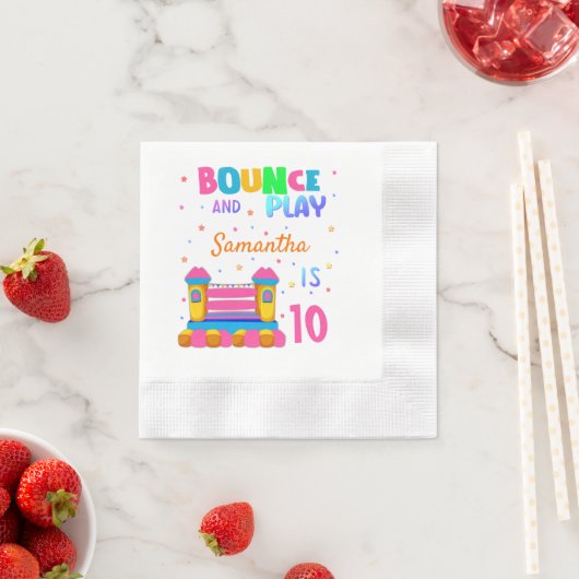 インフレータブルバウンスハウスジャンプバースデーパーティーガール 縁ありカクテルナプキン (インサイチュ)