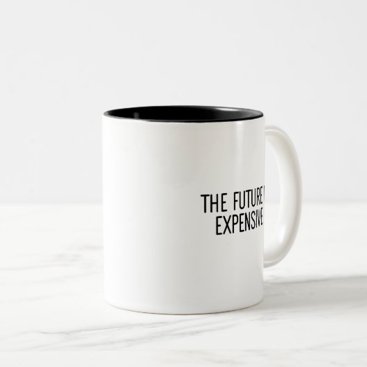 インフレ未来は高価なミームコーヒーマグ ツートーンマグカップ (正面右)
