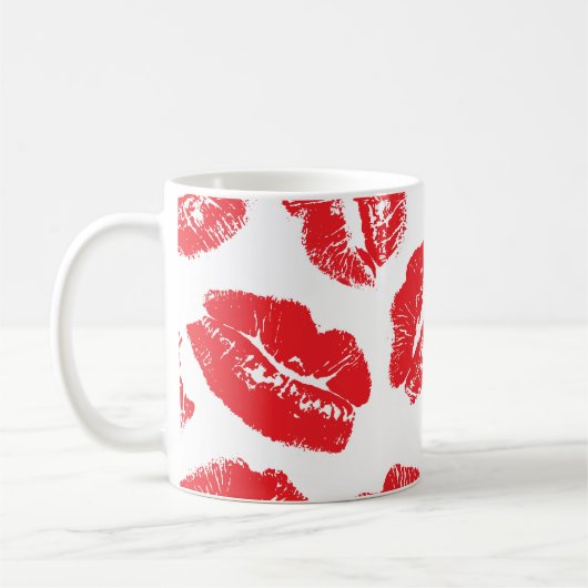 インプリントキス赤い唇:ヴィンテージシームレス コーヒーマグカップ (左)