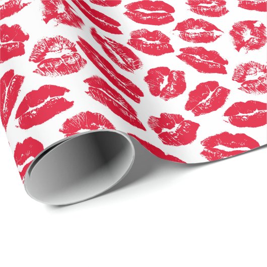 インプリントキス赤い唇:ヴィンテージシームレス ラッピングペーパー (ロールコーナー)