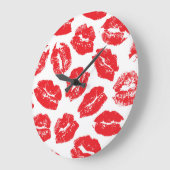 インプリントキス赤い唇:ヴィンテージシームレス ラージ壁時計 (傾斜)