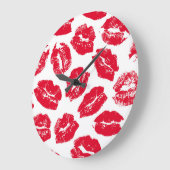 インプリントキス赤い唇：ヴィンテージシームレス ラージ壁時計 (傾斜)