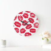 インプリントキス赤い唇：ヴィンテージシームレス ラージ壁時計 (ホーム)