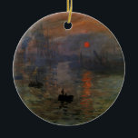 インプレッション日の出byクロード・モネ，ヴィンテージ・アート セラミックオーナメント<br><div class="desc">Impression,  Sunrise (1872) by Claude Monetはヴィンテージ印象派素晴らしのア航海のート絵画。太陽の位置も日没かもしれない。日の出の前に数隻の船が前方にあるフランスのルアーブル港の海上の海景。
アーティストについて：クロード・モネ(1840-1926)は印象派の運動の創始者であフランスのり、その絵画の大半は絵画、（野外で）スタイルの印象派の風景である。</div>