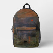 インプレッション日の出byクロード・モネ，ヴィンテージ・アート プリントバックパック (正面)