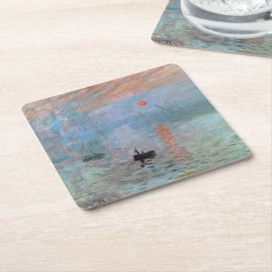 インプレッション、日の出、クロード・モネ, 1872 スクエアペーパーコースター (アングル)