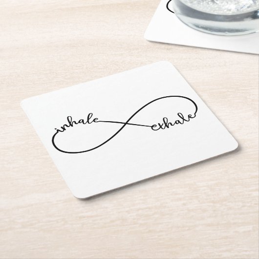 インヘイル、息吹、無限大記号 スクエアペーパーコースター (アングル)