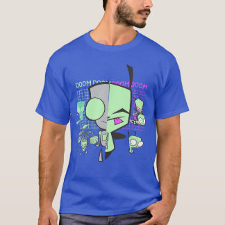 インベーダー・ジム Gir Doom Gridechno スプリットフェイスアート フリー Tシャツ