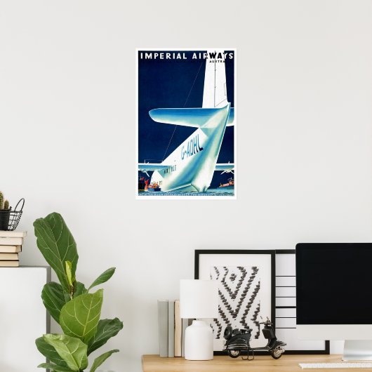 インペリアルエアウェイズ航空ヴィンテージ旅行ポスター ポスター (ホームオフィス)