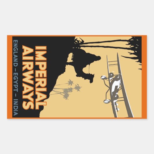 インペリアルエアウェイズ～イングランド – エジプト – インド 長方形シール (正面)