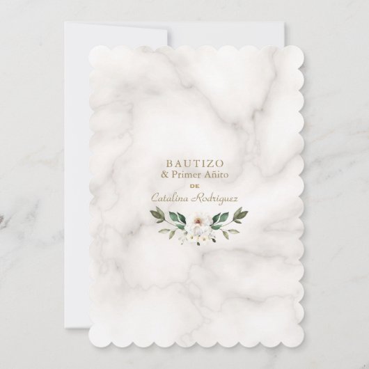 インペリアルリリースペインの金ゴールド1歳の誕生日バプテスマ 招待状 (裏面)