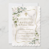 インペリアルリリースペインの金ゴールド1歳の誕生日バプテスマ 招待状 (正面)