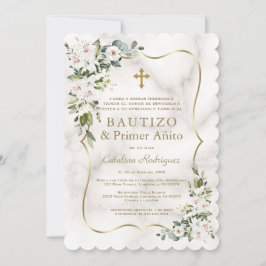 インペリアルリリースペインの金ゴールド1歳の誕生日バプテスマ 招待状