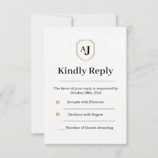 インペリアル ラックス RSVP カード – モノグラム返信