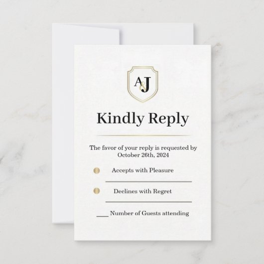 インペリアル ラックス RSVP カード – モノグラム返信 (正面)
