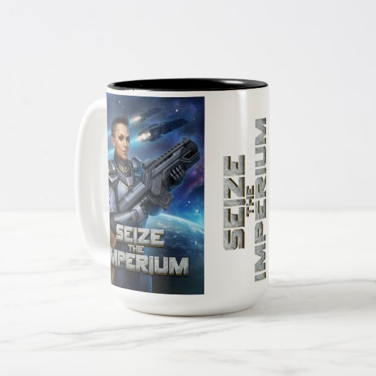 インペリウムのマグを握って下さい ツートーンマグカップ (正面左)