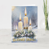 インボルクウィッカ信者冬フローラリースキャンドル シーズンカード (正面)