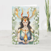 インボルクウィッカ信者女神フレイムアンドスノードロップフラワー シーズンカード (正面)