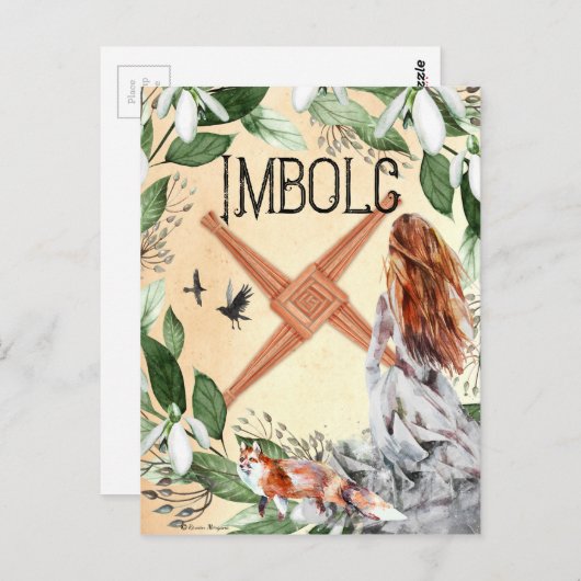 インボルクキャンドルマス異教のファンタジーアートハガキ ポストカード (正面/裏面)