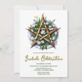 インボルクサンシャインスノードロップ星形五角形異教のホリデー 招待状 (正面)