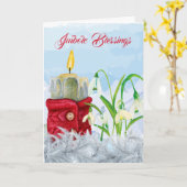 インボルックスノードロップ&キャンドルセーターウィッカ信者グリーティング カード (黄色い花)