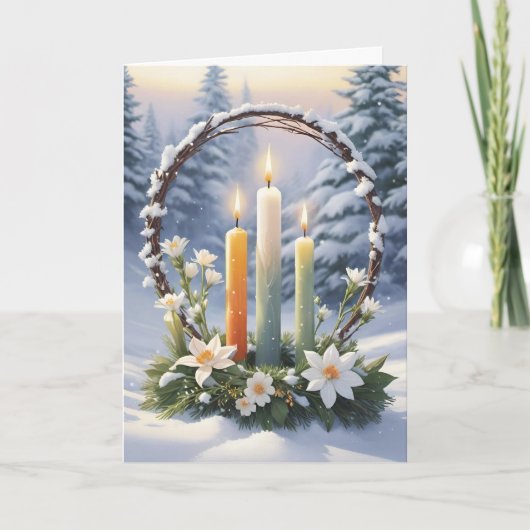 インボ賛美ルク冬フローラキャンドルリースウィッカ信者 シーズンカード (正面)