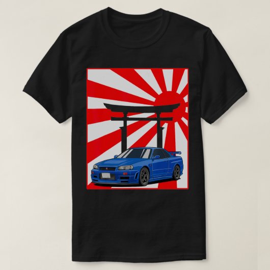 インポートチューナ通りレーシングドリフトJDMライジングジャパン Tシャツ (デザイン正面)