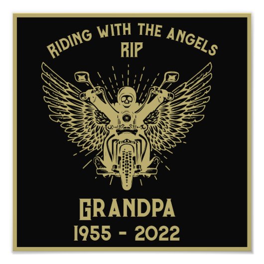 インメモリのバイクのライダー葬儀 フォトプリント            (正面)