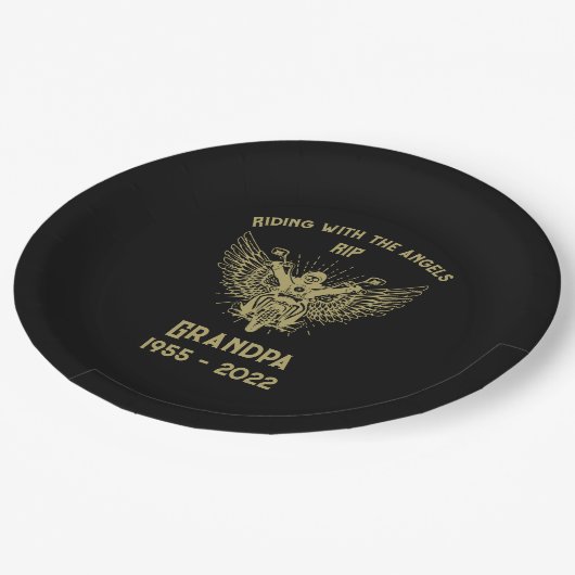 インメモリのバイクのライダー葬儀 ペーパープレート (アングル)