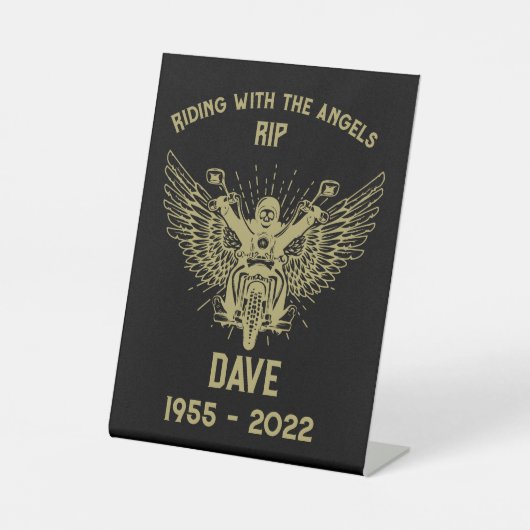 インメモリのバイクのライダー葬儀 台座サイン (正面)
