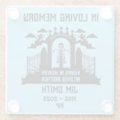 インメモリバイクのライダーバイクもしくは自転車に乗る人葬儀ギフト ガラスコースター (裏面)