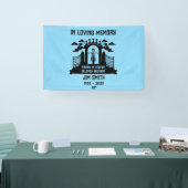 インメモリバイクのライダーバイクもしくは自転車に乗る人葬儀ギフト 横断幕 (トレードショー)