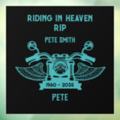 インメモリバイクのライダーバイクもしくは自転車に乗る人葬儀 ウィンドウサイン (シート3)