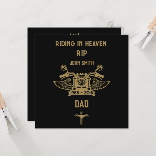 インメモリバイクのライダーバイクもしくは自転車に乗る人葬儀 カード (正面/裏面インサイチュ)