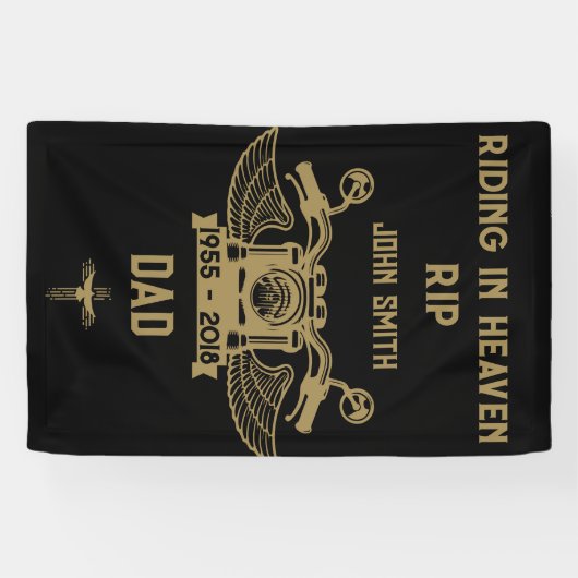 インメモリバイクのライダーバイクもしくは自転車に乗る人葬儀 横断幕 (横)