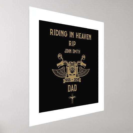 インメモリバイクのライダーバイクもしくは自転車に乗る人葬儀 箔ポスター (レイダウン)