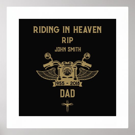 インメモリバイクのライダーバイクもしくは自転車に乗る人葬儀 箔ポスター (正面)
