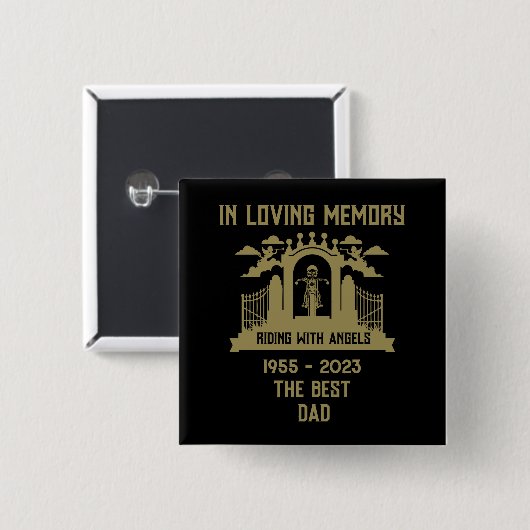 インメモリバイクのライダーバイクもしくは自転車に乗る人葬儀 缶バッジ (正面&裏面)