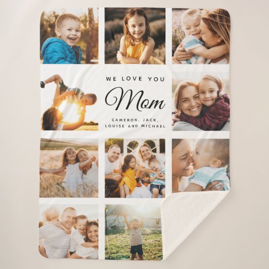 インモダンスタグラム家族写真コラージュ母の日 シェルパブランケット (正面)
