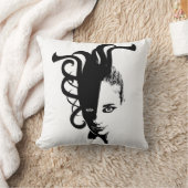 インヤンインヤン女性顔オリジナルアート クッション (ブランケット)