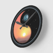 インヤンサンセット ラウンド壁時計 (傾斜)
