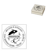 インヤンフィッシュカップル家族ラウンドアドレス3 ラバースタンプ (押印)