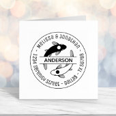 インヤンフィッシュカップル家族ラウンドアドレス4 セルフインキングスタンプ