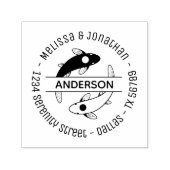 インヤンフィッシュカップル家族ラウンドアドレス セルフインキングスタンプ (デザイン)