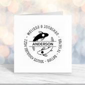 インヤンフィッシュカップル家族ラウンドアドレス セルフインキングスタンプ