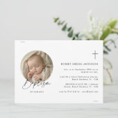 インラインカトリックベビー写真男女兼用洗礼 招待状 (スタンド正面)