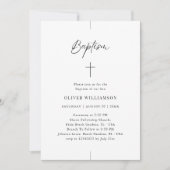 インラインスクリプトブラック&ホワイト男女兼用バプテスマ 招待状 (正面)