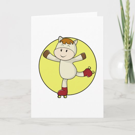 インラインスケーターの馬とインラインスケート カード (正面)